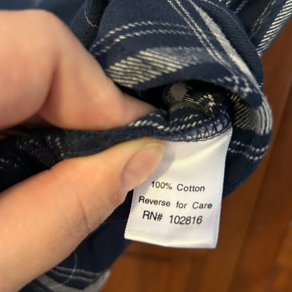 Garnet Hill Navy Blue Plaid Button Down Shirt Size Small - Picture 6 of 8